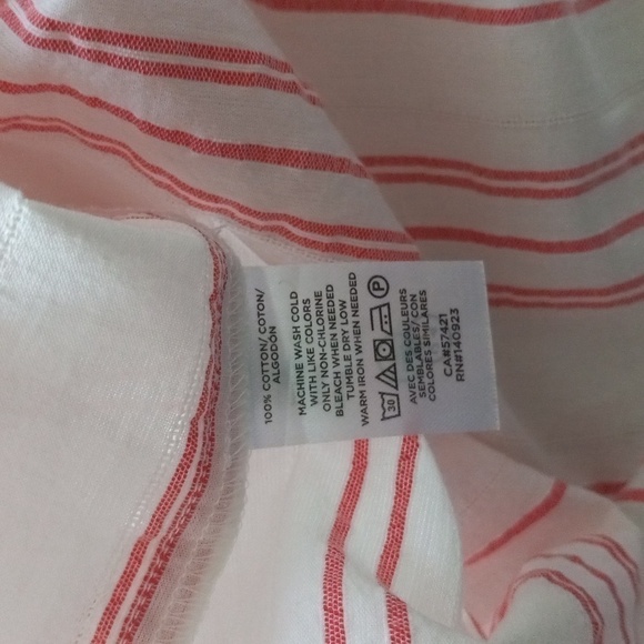 Loft Cream and Mauve Pink Striped Ruffle Tie Neck Tunic Blouse NWT - Picture 12 of 12